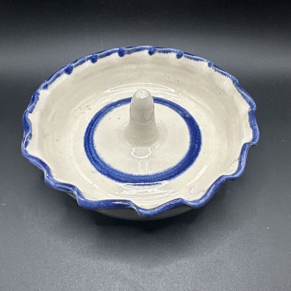 Signed Pottery Apple Baker Bowl – Stoneware Baking Dish with Center Post 6 1/2”